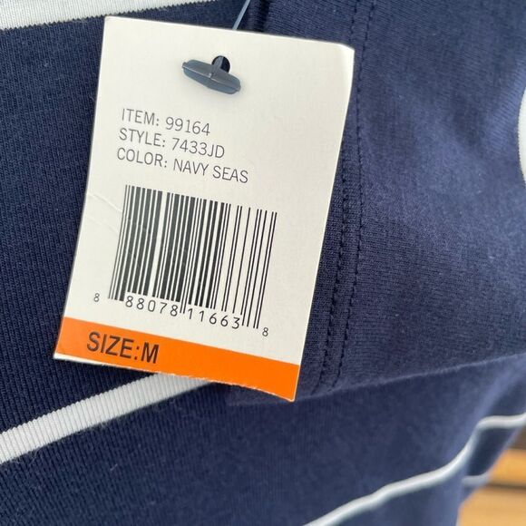 NEW with tags Nautica blue/ white stripe tee shirt style jersey knit dress, sz M - Picture 4 of 4